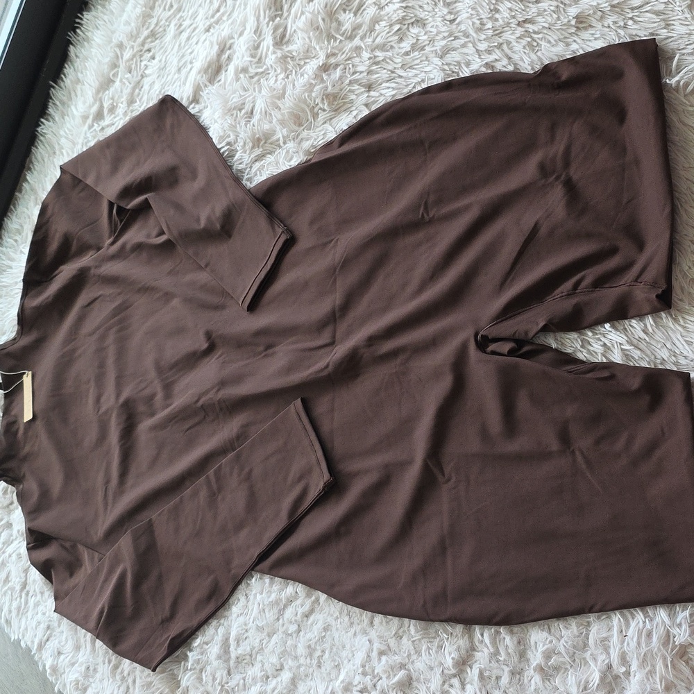 SKIMS All-In-One Mock Neck Mid Thigh Onesie Cocoa 4X Nwt